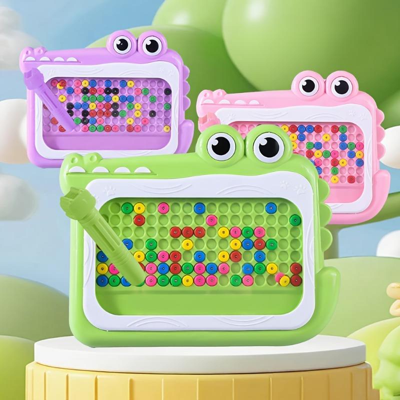 Crocodile Magnetic Drawing Board Toy Kids Bead Doodle Board with Stylus for Early Education