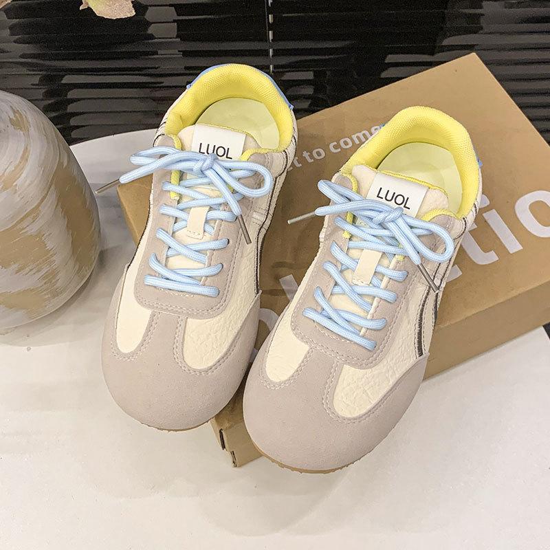 Versatile flat-bottomed German training Forrest Gump shoes color matching little white shoes women's 2025 spring new retro lace-up casual sports shoes
