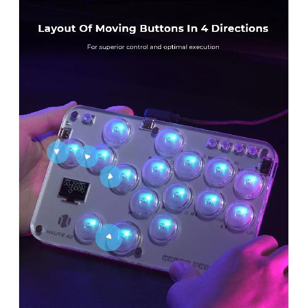 Haute42 Arcade Joystick Hitbox Leverless Controller Fight Sticks For PC / Ps4 /Switch Mini Hitbox Fighting Game Arcade Stick