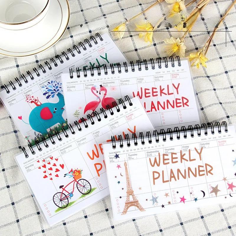 1pcs Stationery Cute Notebook Portable Agenda Diary Weekly Monthly Planner Student Organizer Schedule School Supplies