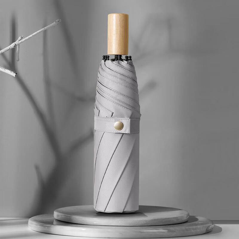 Xuqing Solid Wood Handle 3-Fold UV Sun/Rain Umbrella