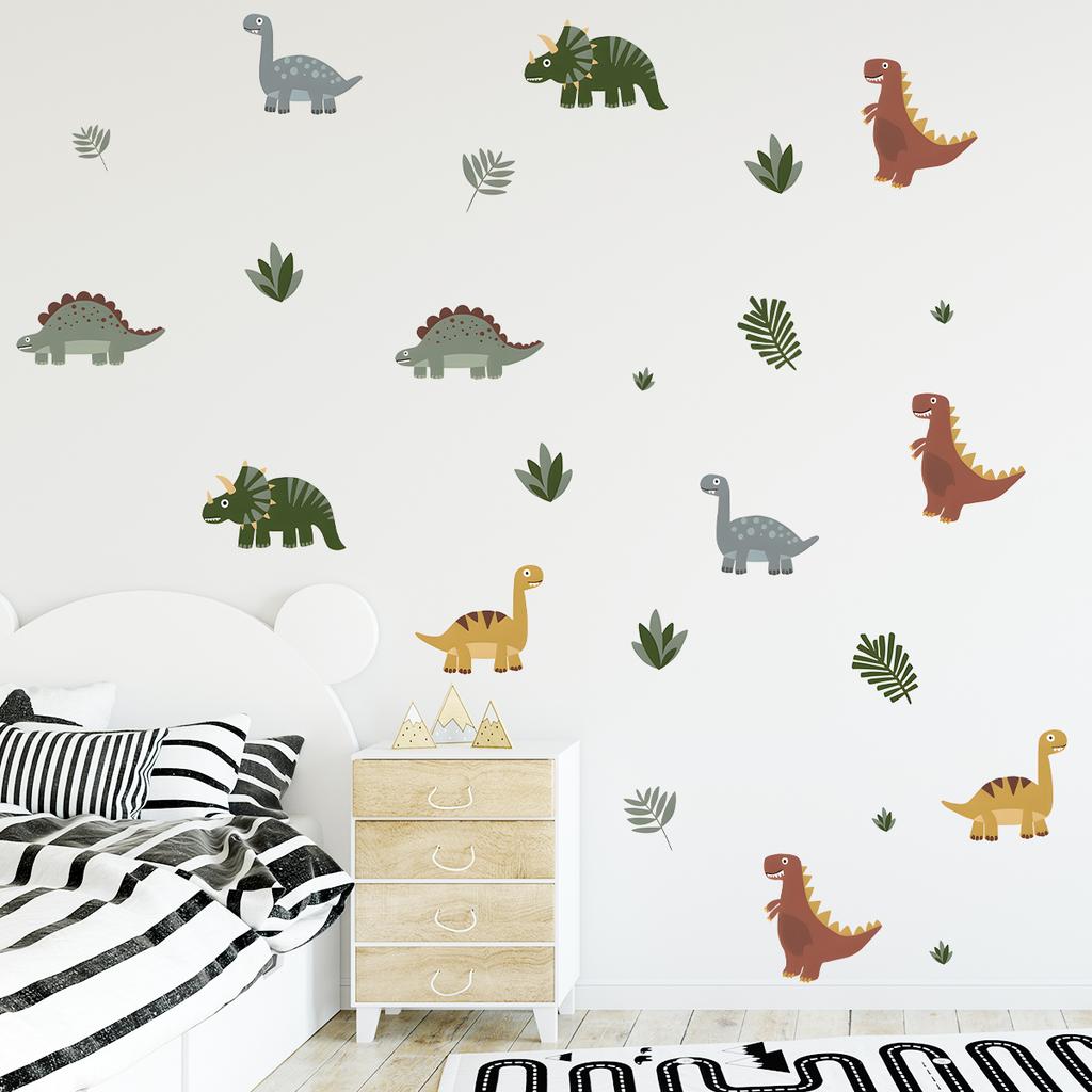 Cartoon Animal Cute Dinosaur Wall Stickers Removable for Kids Room Decoration Background Living Room Baby Nursery Wall Decals