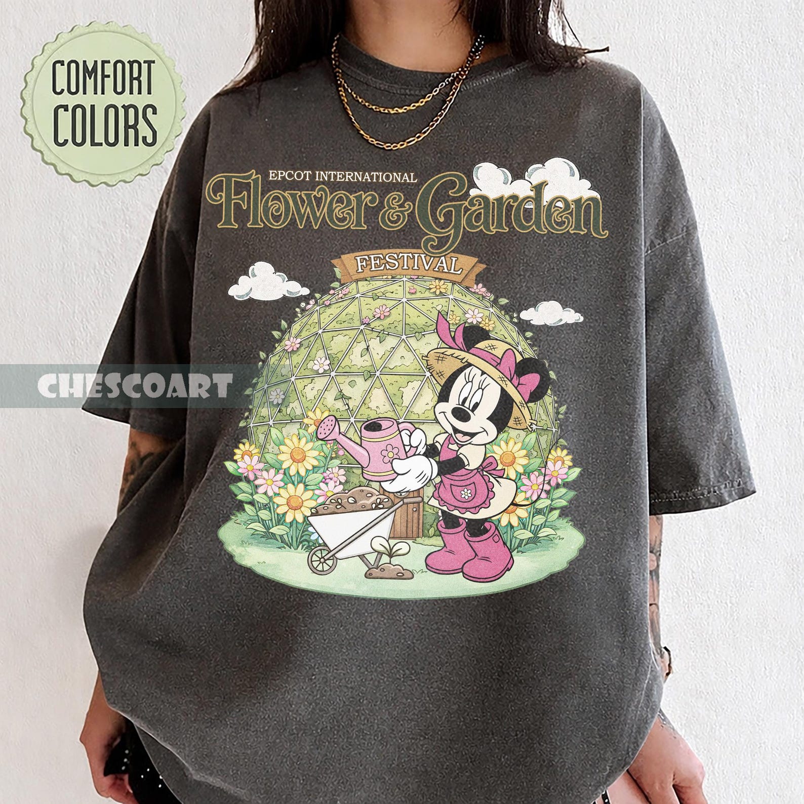 Minnie Mouse Flower Garden Festival Shirt, Epcot Spring Vacation Comfort Colors Tee XL