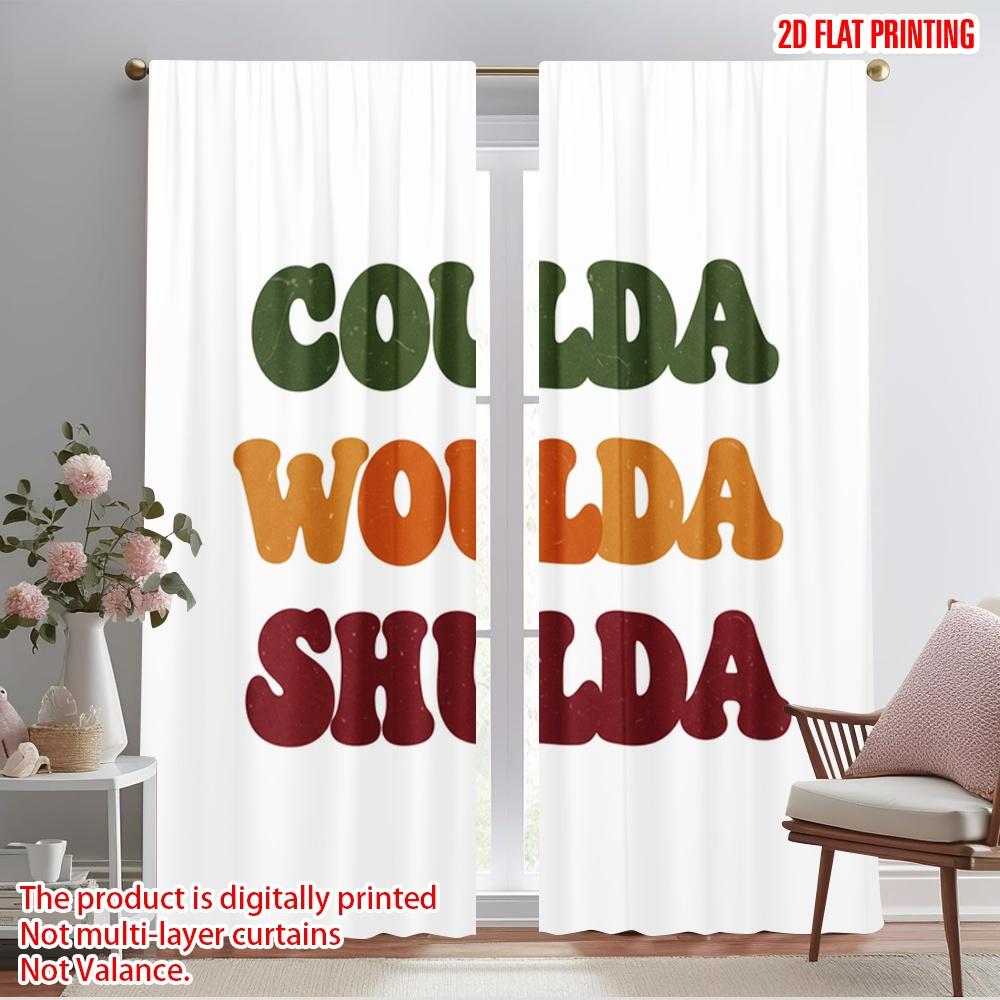 

2pcs 2D flat printing Curtain Coulda Woulda Shoulda Fabric Without Electricity Family Party Use for Holiday Parties Home Decor 52.50×116.00 CM 2pcs