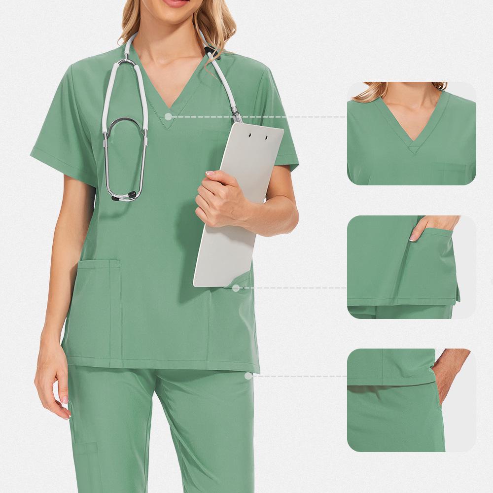 Unisex Quick-Dry Short Sleeve Scrub Suit for Medical Professionals
