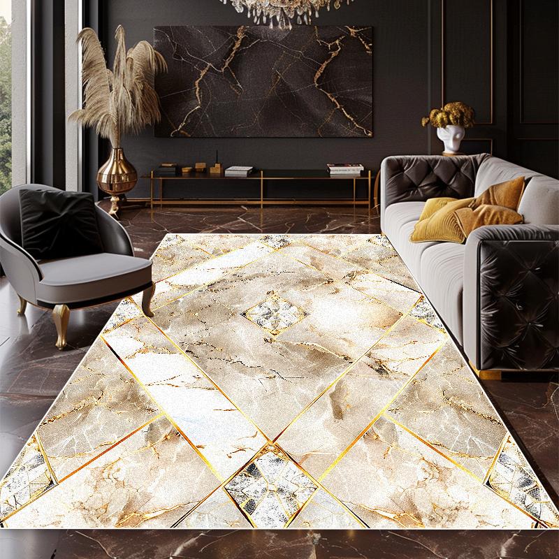 Marbled Luxury Black Gold Carpet Soft Children's Bedroom Living Room Sofa Area Rugs Balcony Dining Room Easy Clean Floor MATS