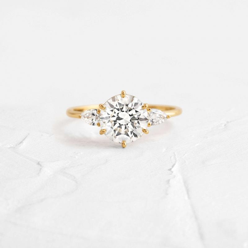 Wish rose gold claw zircon three-piece ring simple niche creative ring no. 6