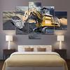No Framed 5 Pieces Excavator Car Modular Wall Art Canvas Posters Pictures Paintings Home Decor for Living Room