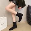 Height-increasing Short Boots Women's Boots 2025 Autumn and Winter New Korean Version Simple Short Boots Rear Zipper Square Head Fashion Boots Wo