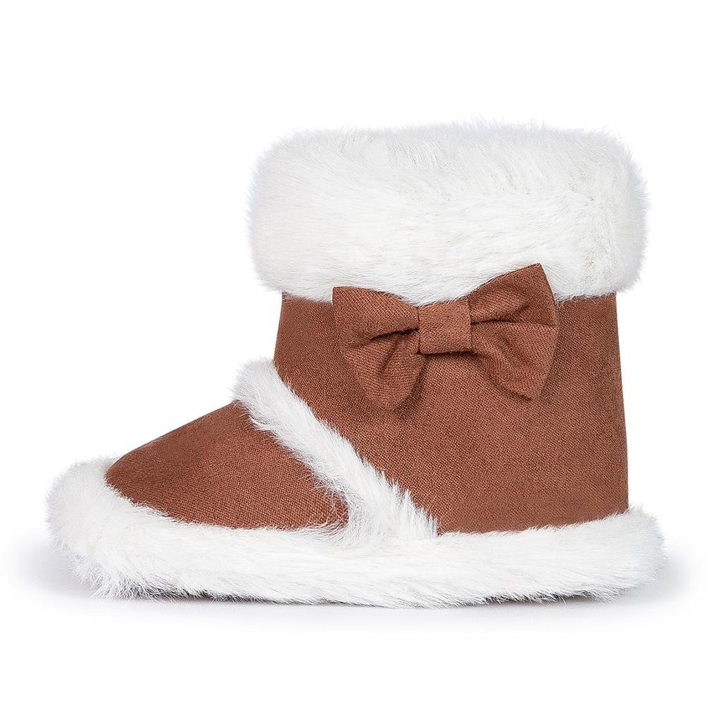 2025 Herbst/Winter Kleinkind Baumwollstiefel: Mit Schleife, Mehrfarbig, Rutschfeste Weichsohle
