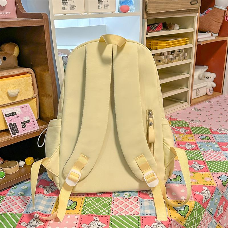 Women's Solid Color Large Capacity Backpack Student Schoolbag