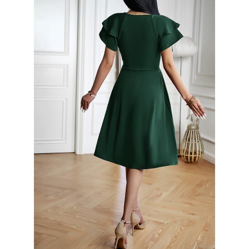 Women's Dress Summer Temperament Elegant V-neck Midi Dress