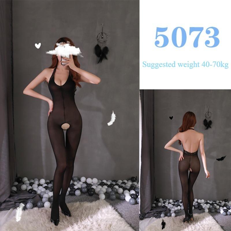 Sexy Lingerie Sexy Mesh Clothing Stockings Mesh Socks Open Cut No Take Off Women's Hollow Out Uniform Set  Jumpsuit Socks