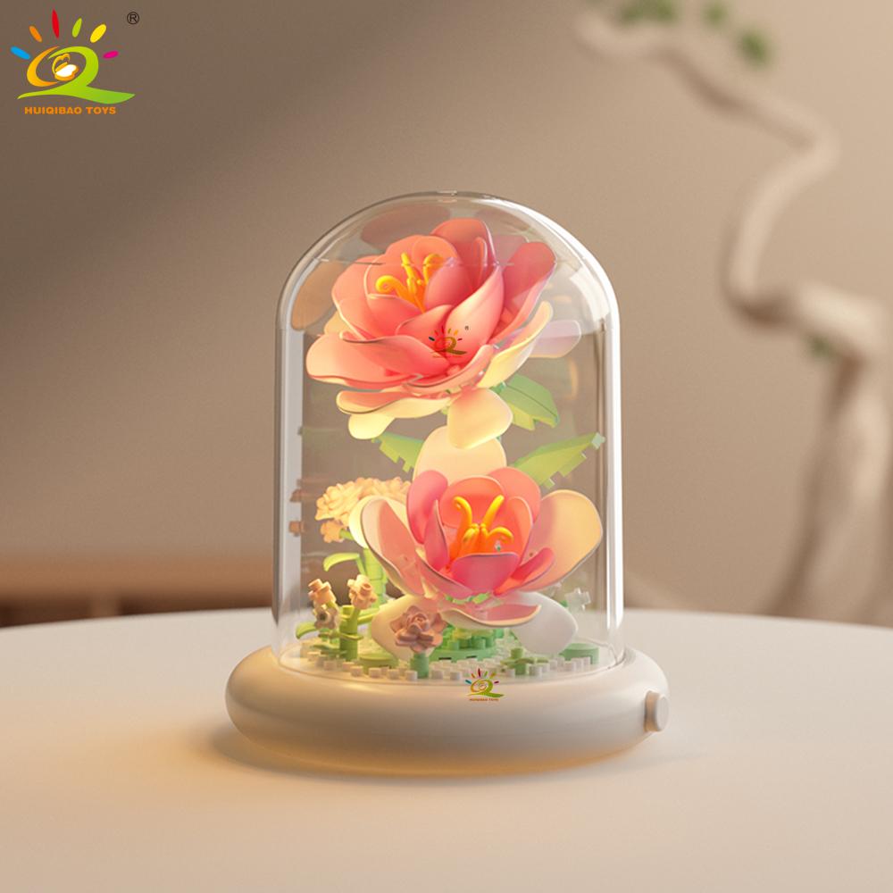 Non-Toxic Moc Eternal Bouquet Display Box Micro Building Block Flower Model Diy Home Desk Plant Decoration Brick Toy For Children