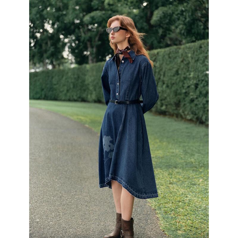 ELLE French Denim Iris Lapel Dress M