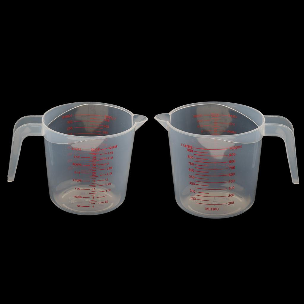 2 Piece Clear Measuring Cup with Measurements 1000ml