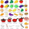 Kids Simulation Kitchen Toy Accessories Toddler Pretend Play Kitchen Toy with Cookware Steam Pot, Toy Cutlery, Cut Play Food