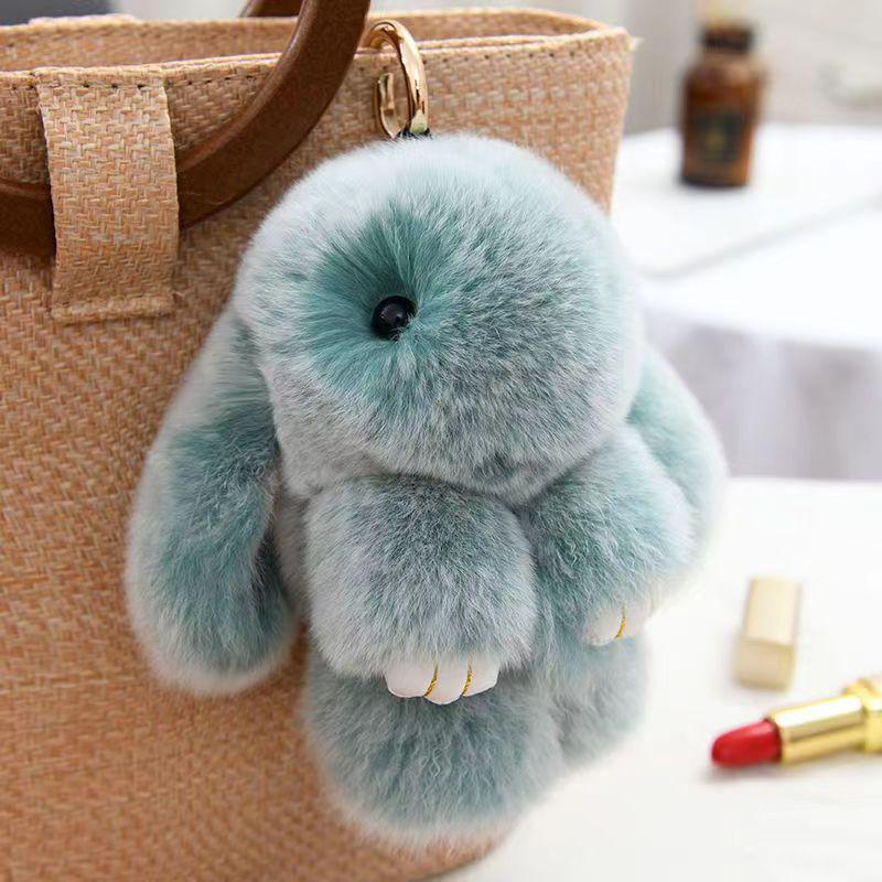 Rex Rabbit Fur Plush Keychain: Cute Rabbit Pendant Toy for Bag or Car