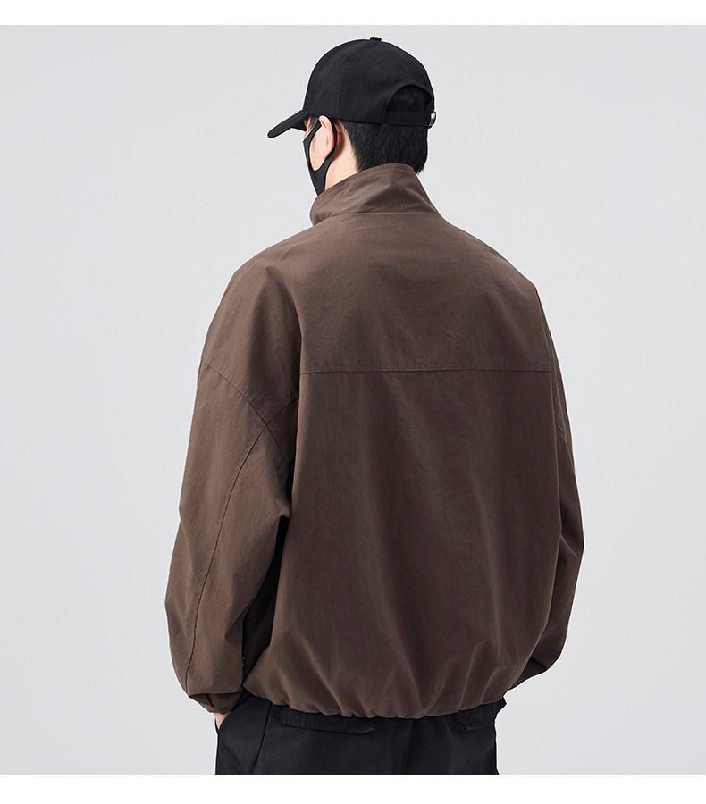 Amerykańska Modna Męska Luźna Kurtka Robocza z Kołnierzem Stójką na Wiosnę i Jesień 2026