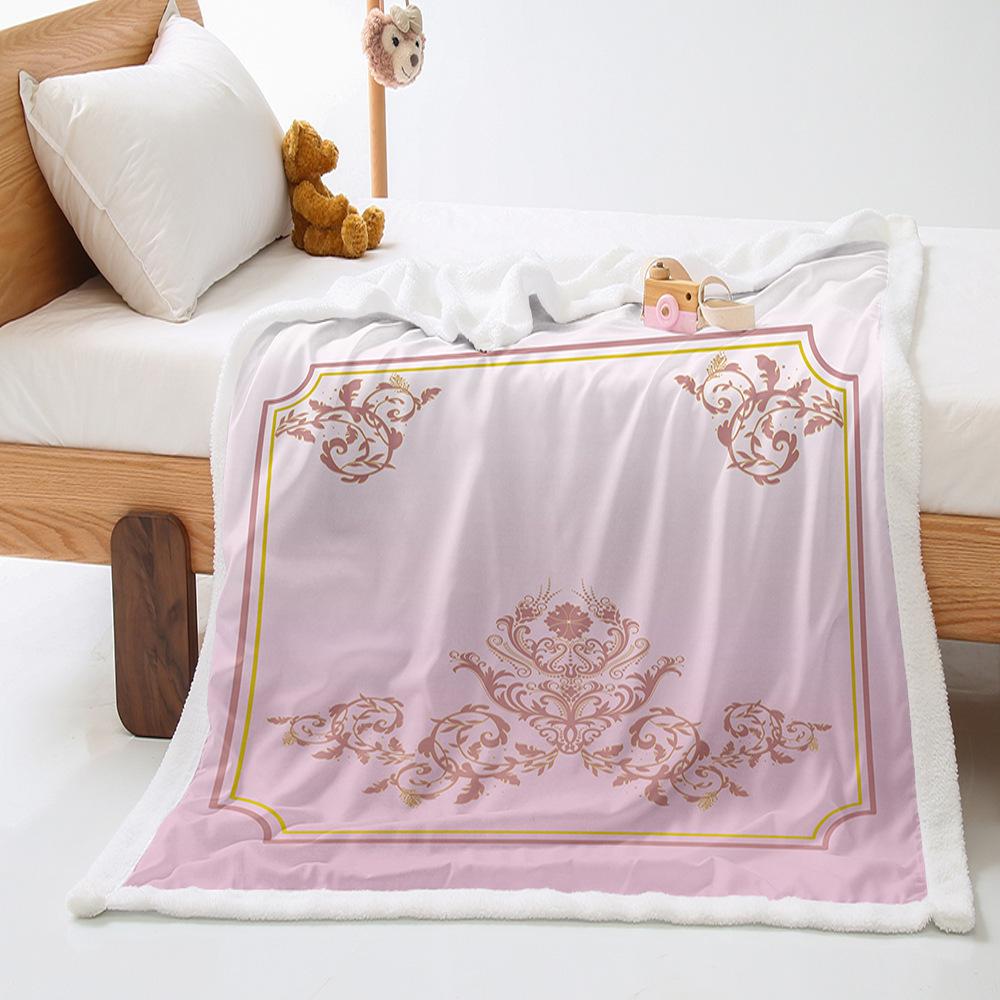 American simple 2D digital printing thickened lamb wool crystal fleece blanket blanket nap nap blanket