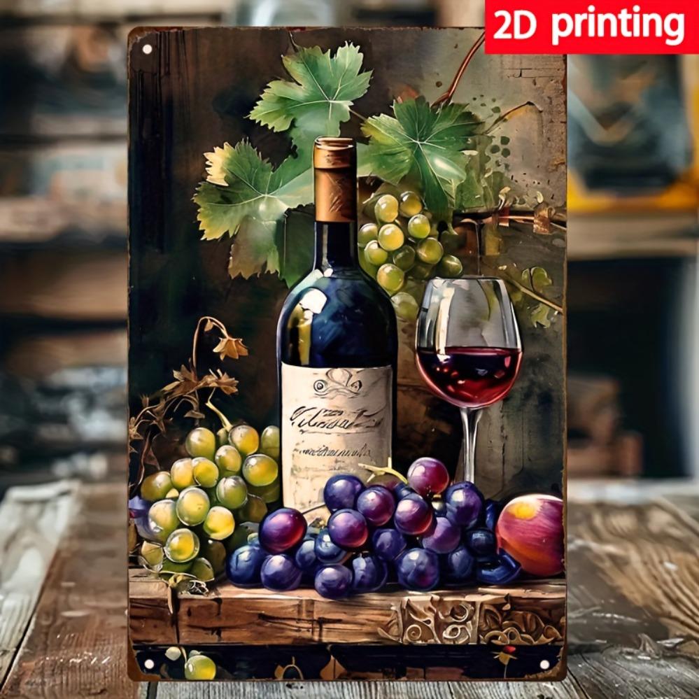 Wine themed wall decoration - suitable for home, office, restaurant, kitchen, garden decoration | Grape wine bottle artwork