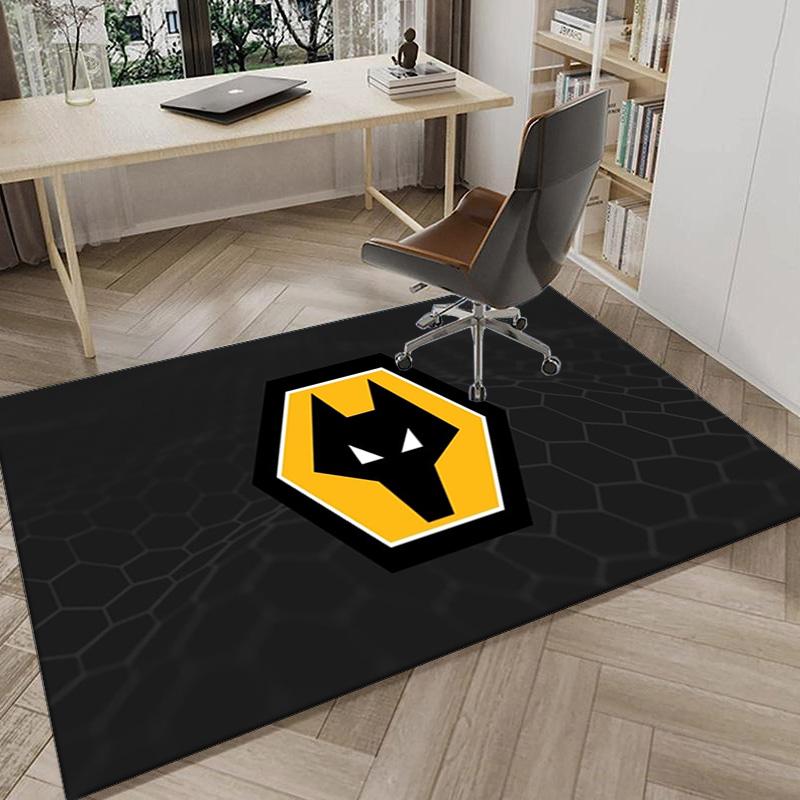 Wolves Football Club Emblem Printed Area Rug for Office, Chair Rug, Decorative Carpet Floor Mat, Large Size Fan Gifts Christmas Gifts