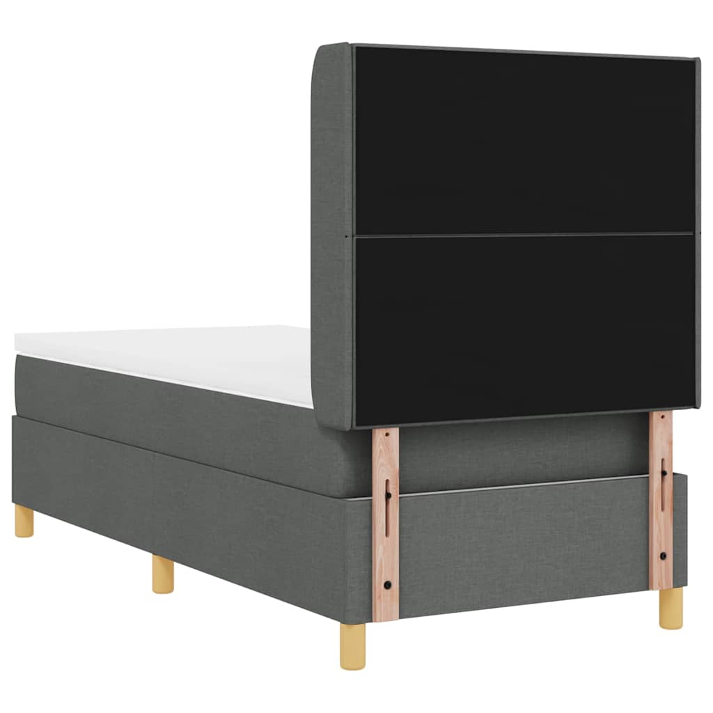 Box Spring Bed with Headboard Dark Gray 100 X 200 Cm Fabric