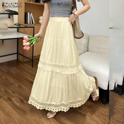 Womens Casual Elastic Waist Loose Elegant Long Skirts
