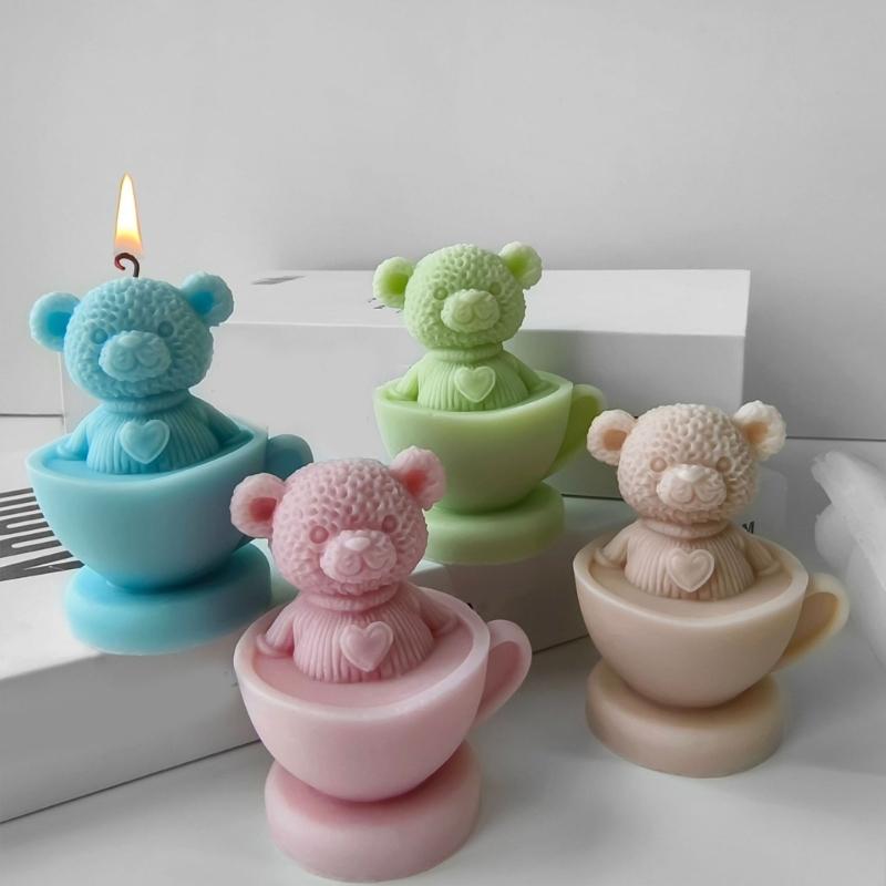 Reusable Silicone Candle Mold Easy to Use Silicone Candle Mold for Cup Bear Shape Candle and Home Decorations