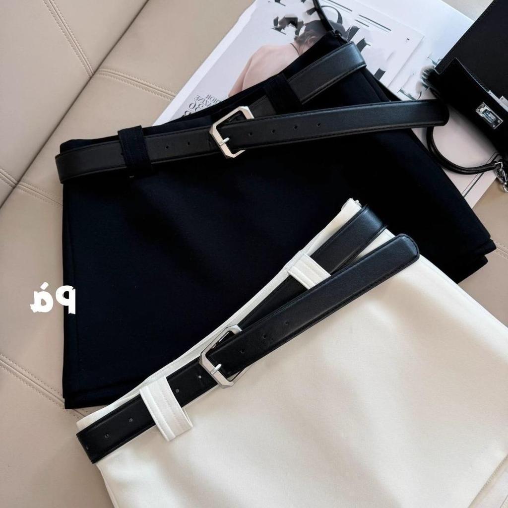 Black White Office Lady Suit Skirts Sexy Tight Shorts Package Hip Skirt Ladies Korean Fashion All-Match with Belt A-Line Skirts