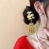 Vintage Gold Tassel Hair Clip Elegant Ethnic Style Hairpin Side Clip Headdress Chinese Style Hair Accessories