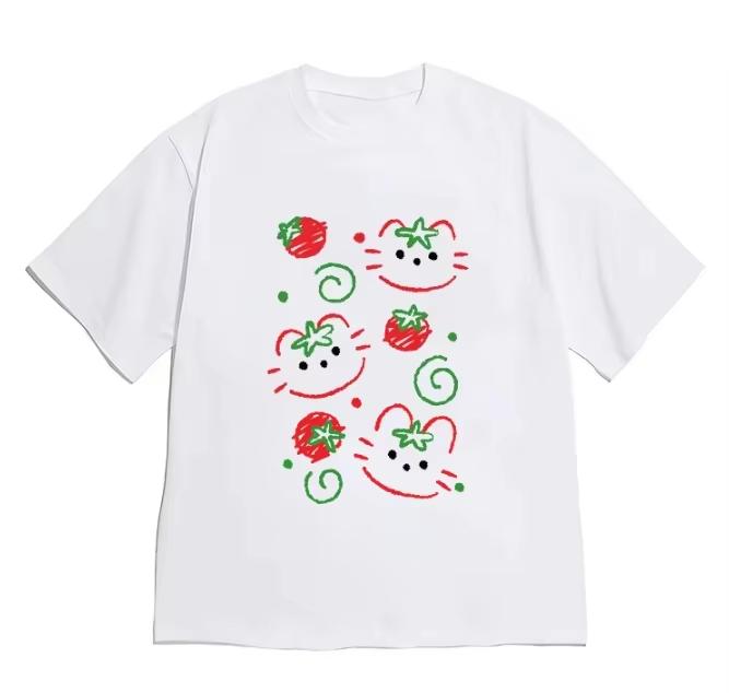 Aesthetic Cute Cat Tomato Graphic Vintage Loose Oversized Unisex Print Tshirts For Unisex Unisex Fashion Hip Hop Trendy