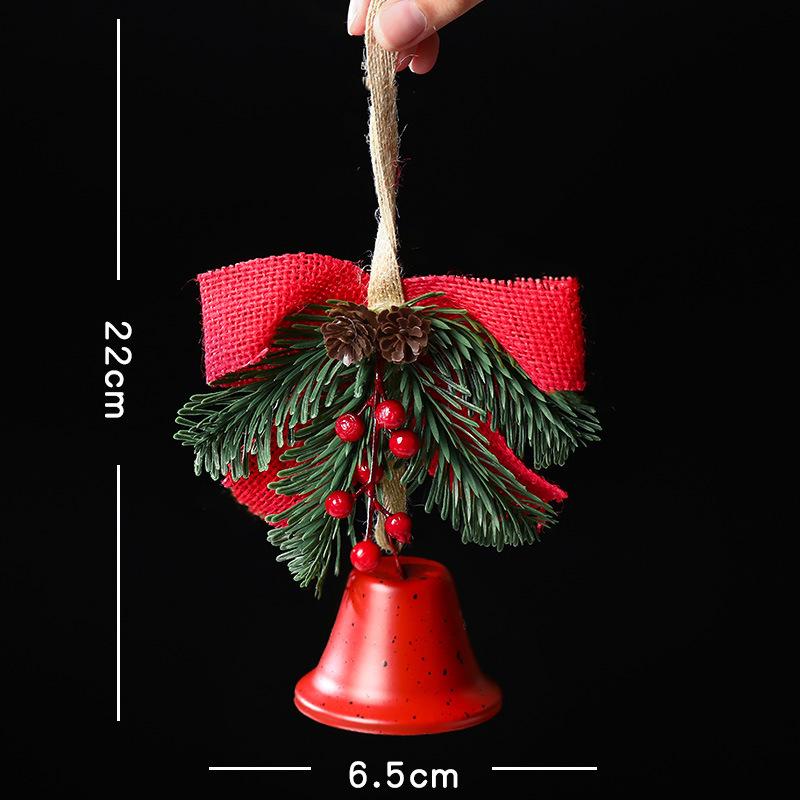 Festive Pine Cone Bell Pendant with Bow – Cross-border Christmas Decoration