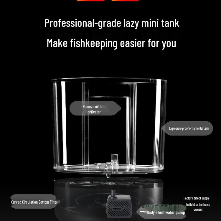 Compact Ecological Fish Tank with Filter & Oxygenation for Betta - Desktop Mini Aquarium
