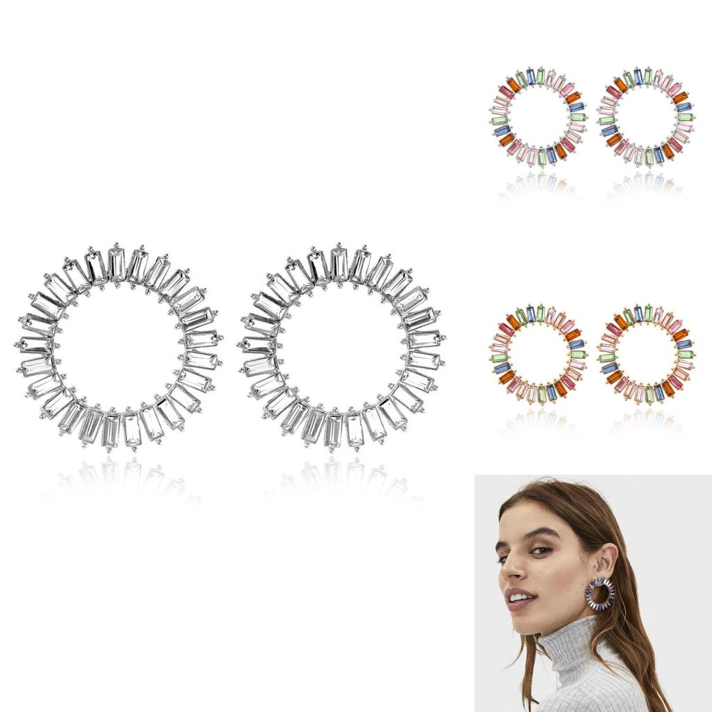 Elegant Round Alloy Crystal Earrings Perfect For Weddings And Celebrations