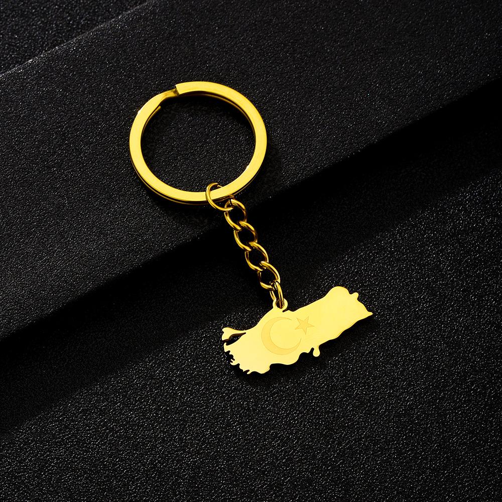 Ethnic Style Stainless Steel & Enamel Cross Pendant Keychain for Men & Women
