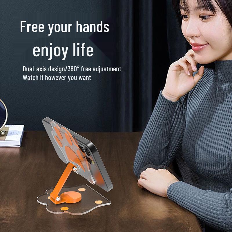 Rotatable 360° Cartoon Cat Paw Transparent Mobile Phone & Tablet Stand