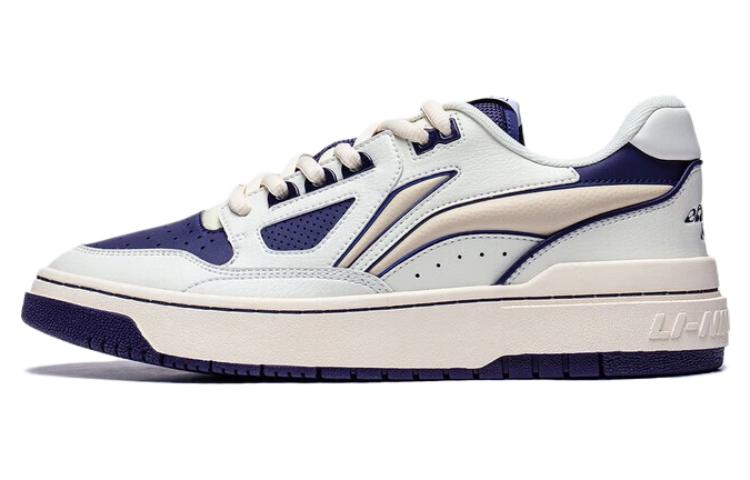 Li Ning Rookie 2 Низкие скейтбордические кроссовки с нескользящей и износостойкой подошвой Мужские Бело-синие ABCT039-2 43.5