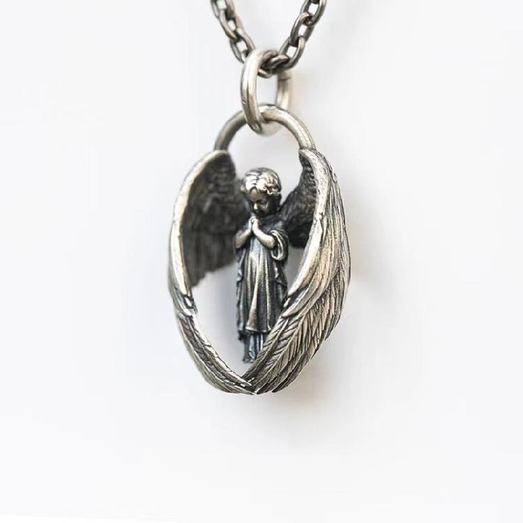 Punk Angel Wing Pendant Necklace Neck Chain Retro Necklace Streetwear Jewelry