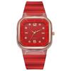 Spring/Summer Women's Square Silicone Watch - Fashionable Student Style with Diamond Accents