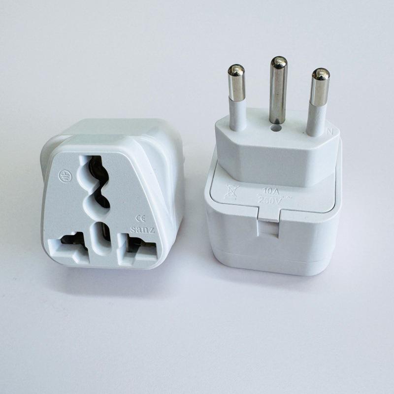 European Style Pure Copper Travel Adapter Plug for Brazilian, Italian, and Swiss Sockets