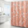 Tropical Orange Leaf Pattern Shower Curtain, Polyester Bath Partition, Machine Washable,  All-Season Bathroom Decor