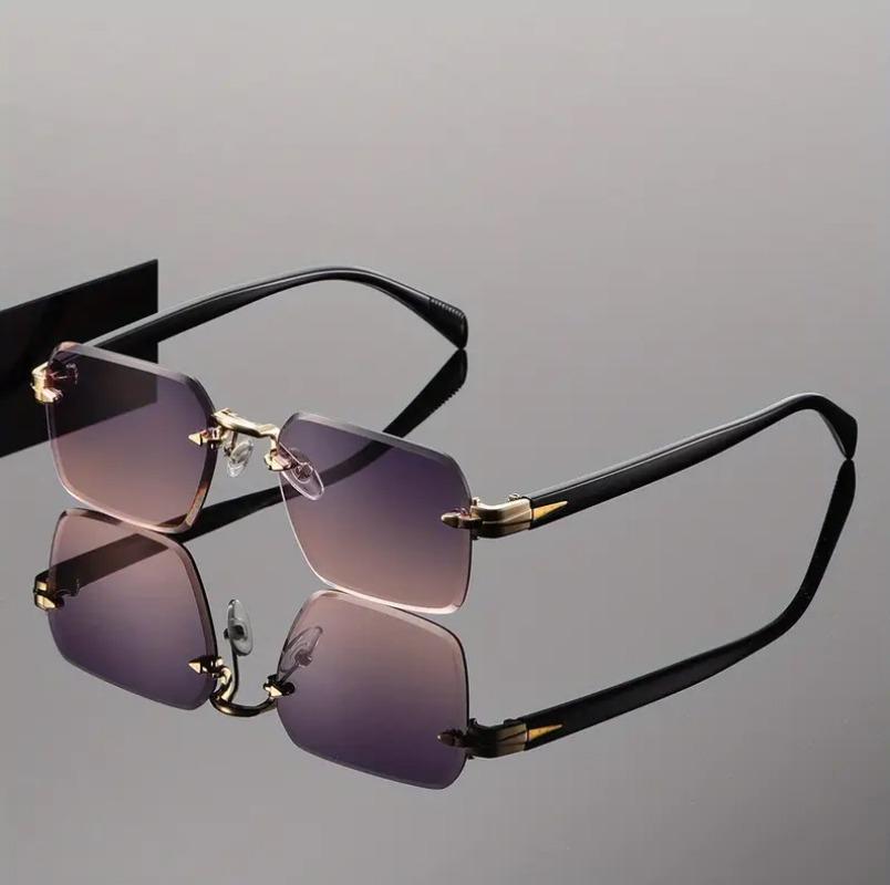 New Fashion Small Square Sunglasses For Women Luxury Brand Rimless Rectangle Man Sun Glasses Woman Vintage Metal Shades Eyewear
