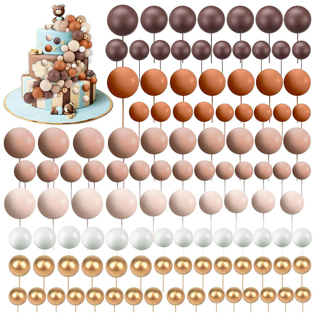 

80pcs Balls Cake Topper Mini Balloons Foam Ball Cake Toppers Cake Insert Topper for Birthday Party Baby Shower Decoration L коричневый