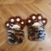 Stripe Cosplay Costume Gloves Tiger Print Plush Cat Paw Gloves Cute Cat Claw Mittens  Role Play