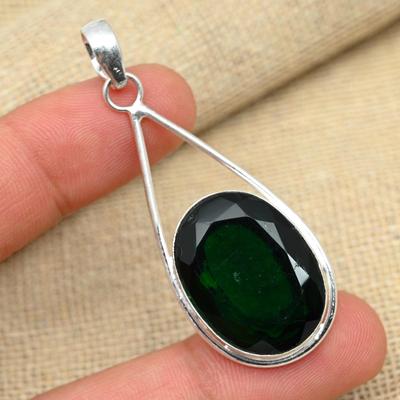 Χρωμιοδιοψίδιος πολύτιμος λίθος 925 ασήμι κόσμημα χειροποίητο κολιέ αλυσίδα δώρο γάμου