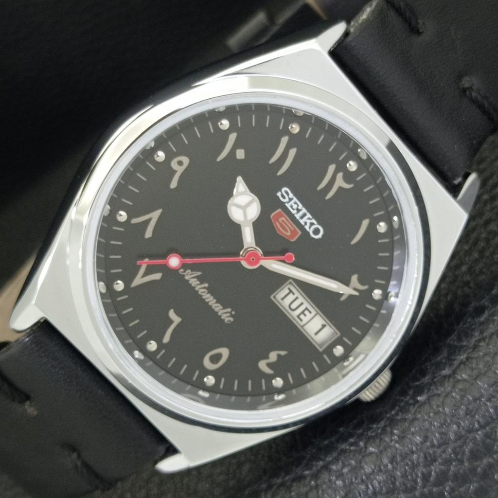 REFURBISHED VINTAGE SEIKO 5 AUTOMATIC 6309A JAPAN MENS BLACK WATCH a441317-5 Sk-a441317