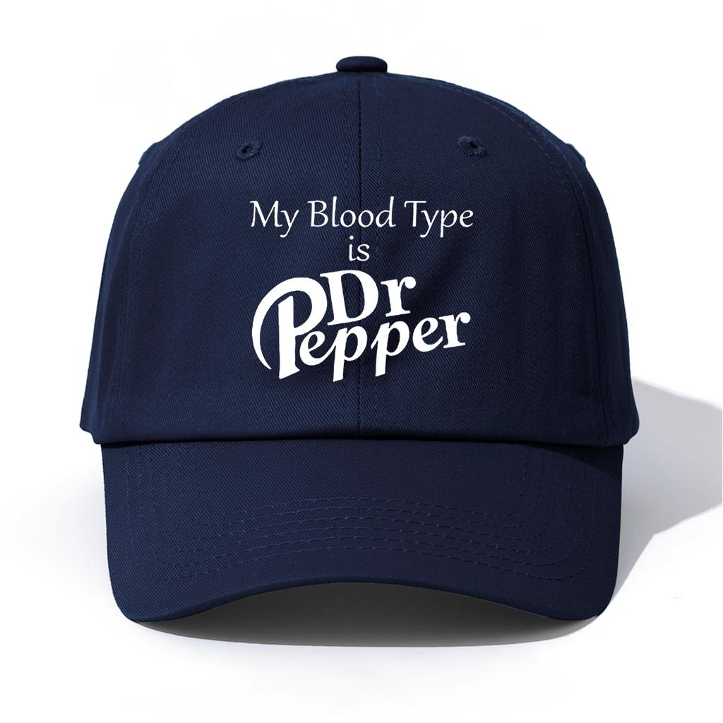 1pc MY BLOOD TYPE S DrPepper Print Baseball Cap for AdultsMinimalist Retro Style Casual Soft Adjustable Dad HatPerfect As Gift