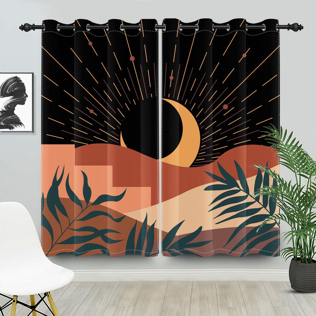 Abstract Landscape Pattern Curtains Style Living Room Bedroom Modern Home Decor Window Drapes Boho Blackout Made Of Polyester Treatment