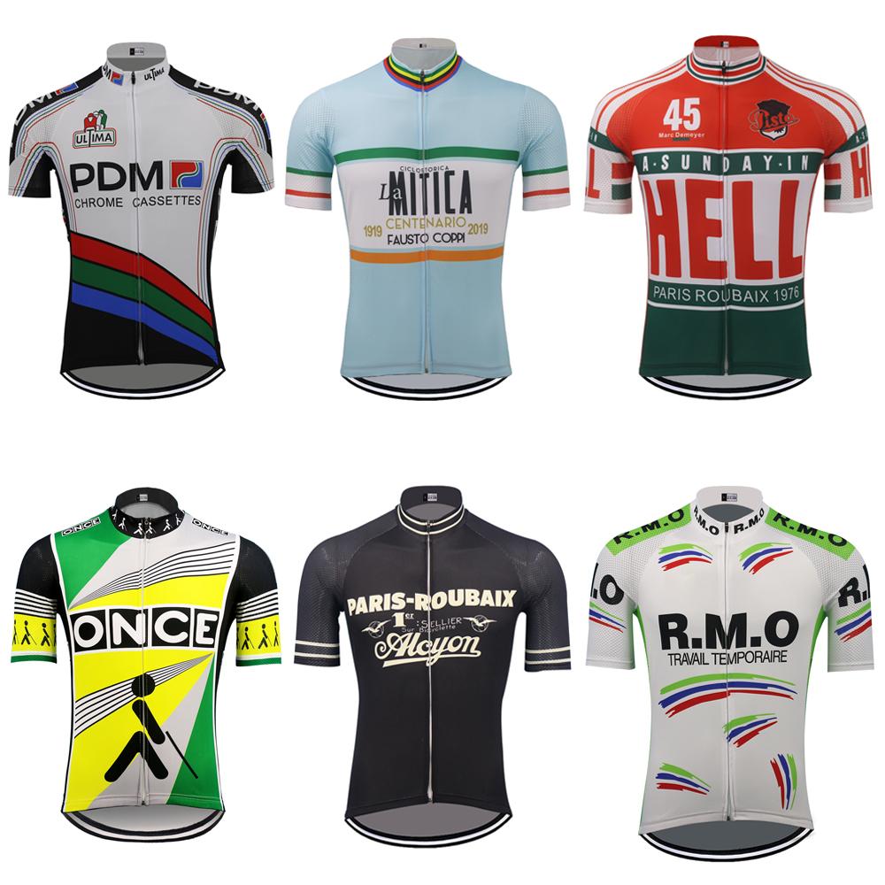 Classic Cycling Jersey Men Short Sleeves Retro Bike Clothing Summer Breathable Quick Drying Mtb Jersey
